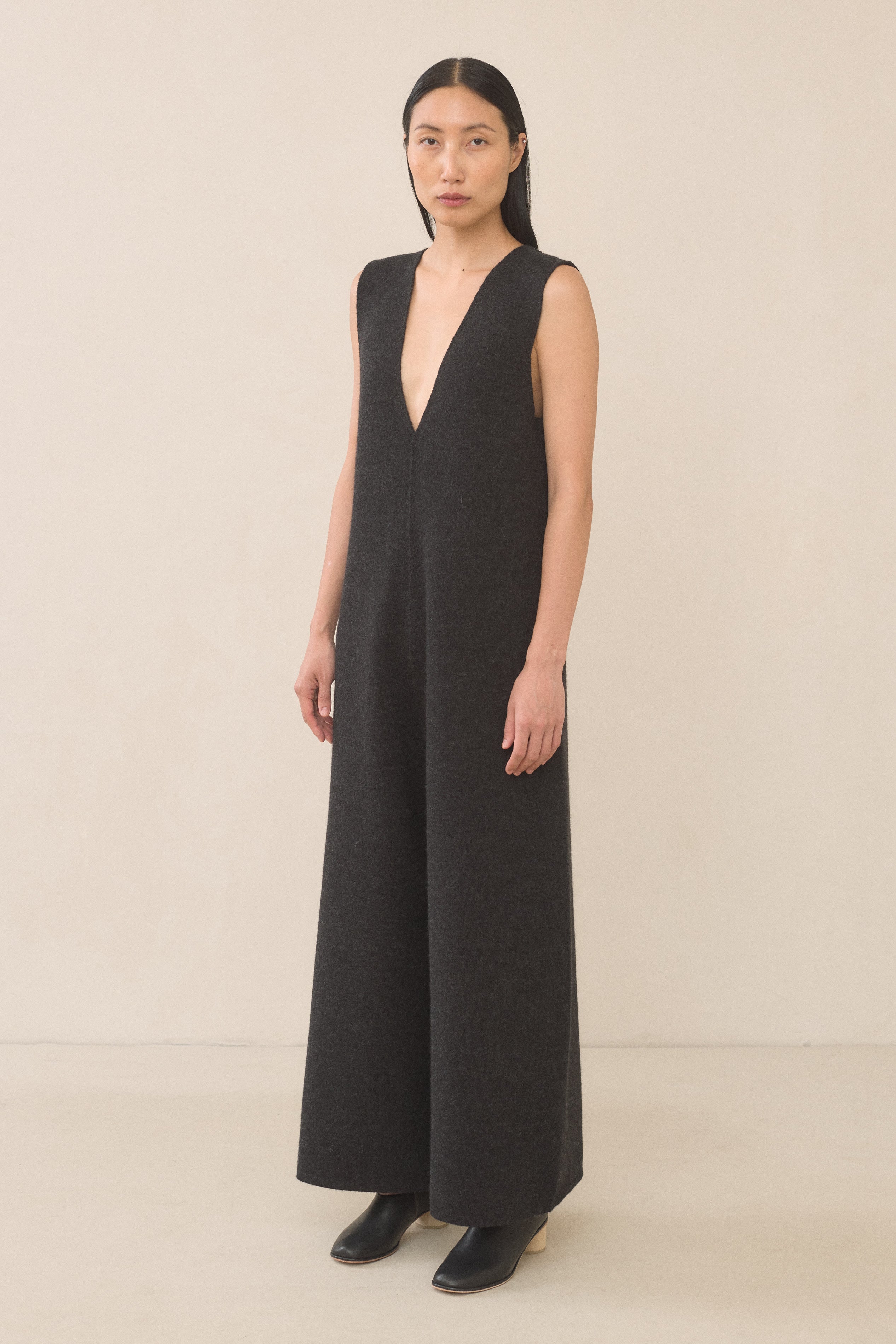 DOUBLE KNIT MITER JUMPSUIT