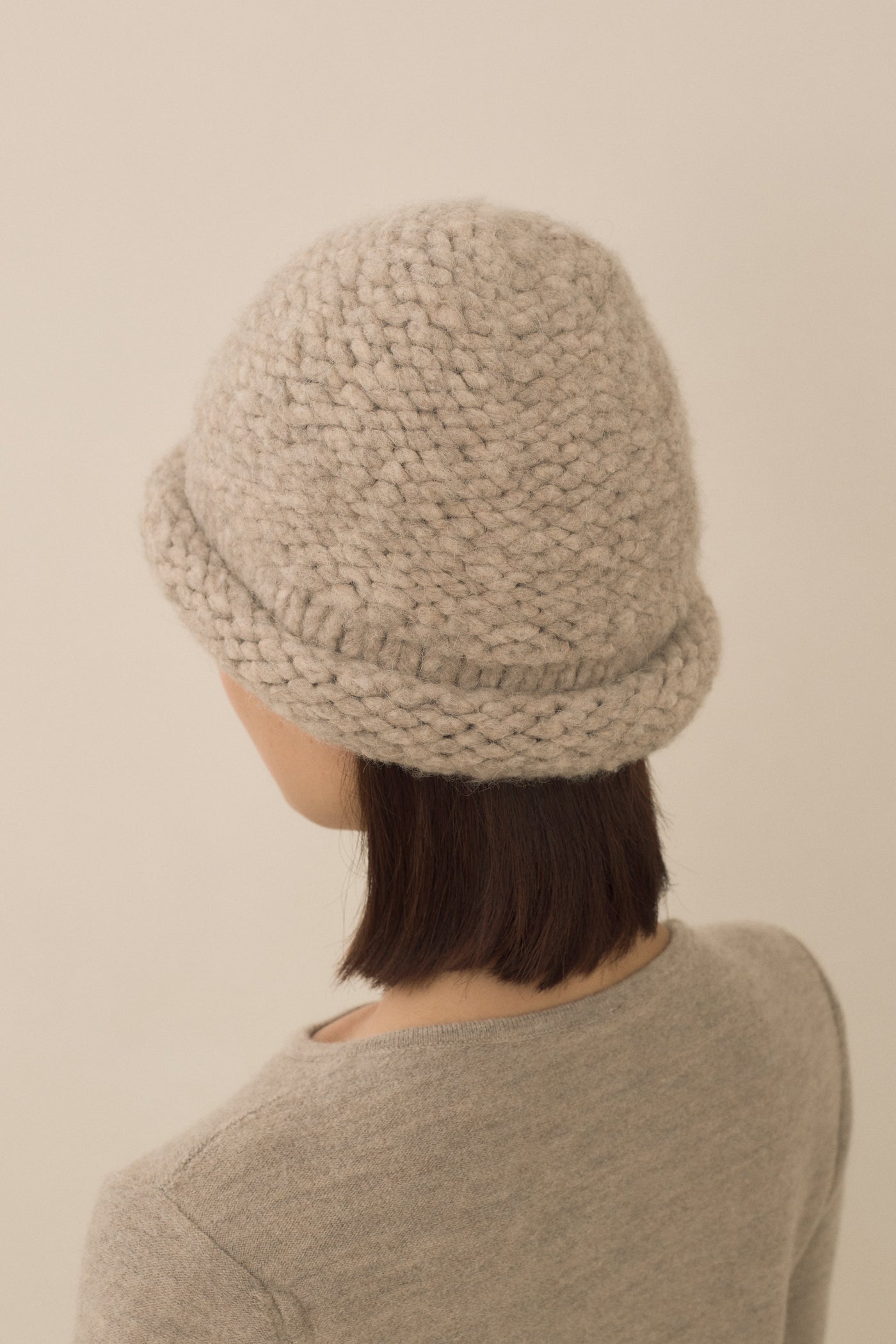 HANDKNIT PURL ROLL HAT