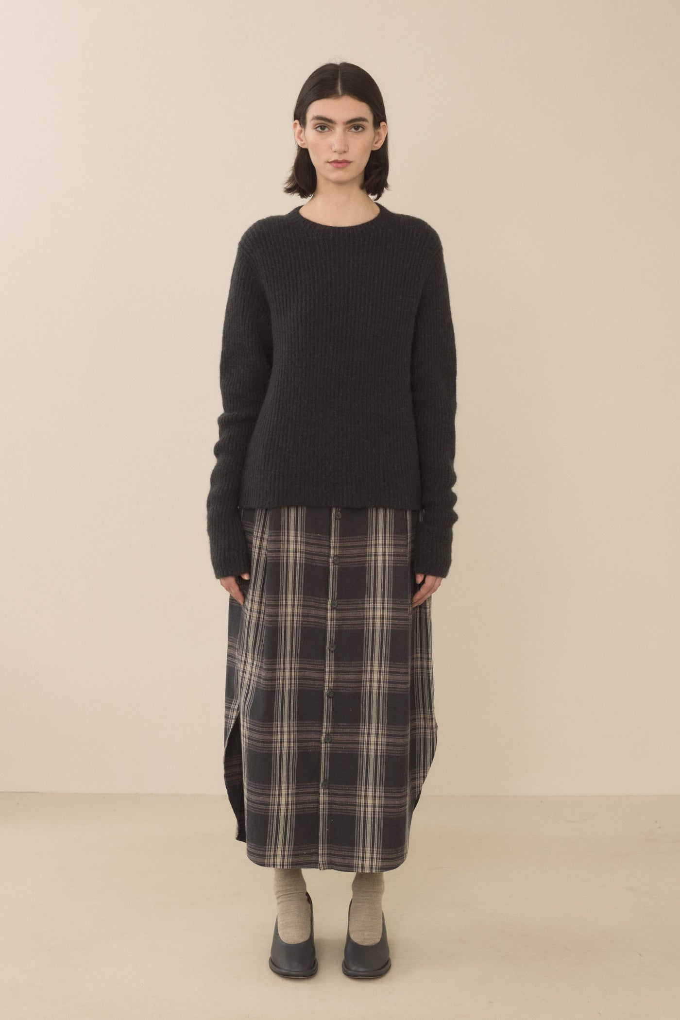 PLAID PLACKET SKIRT