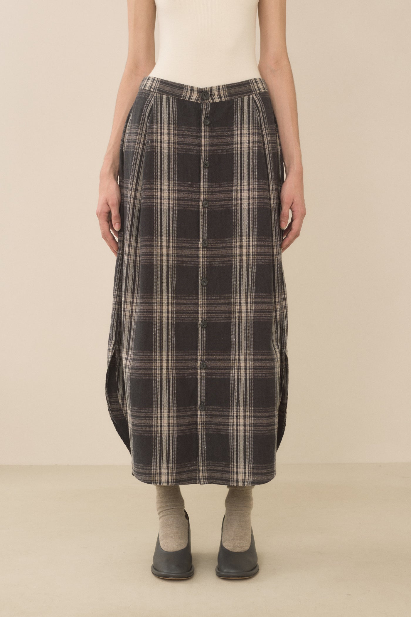 PLAID PLACKET SKIRT