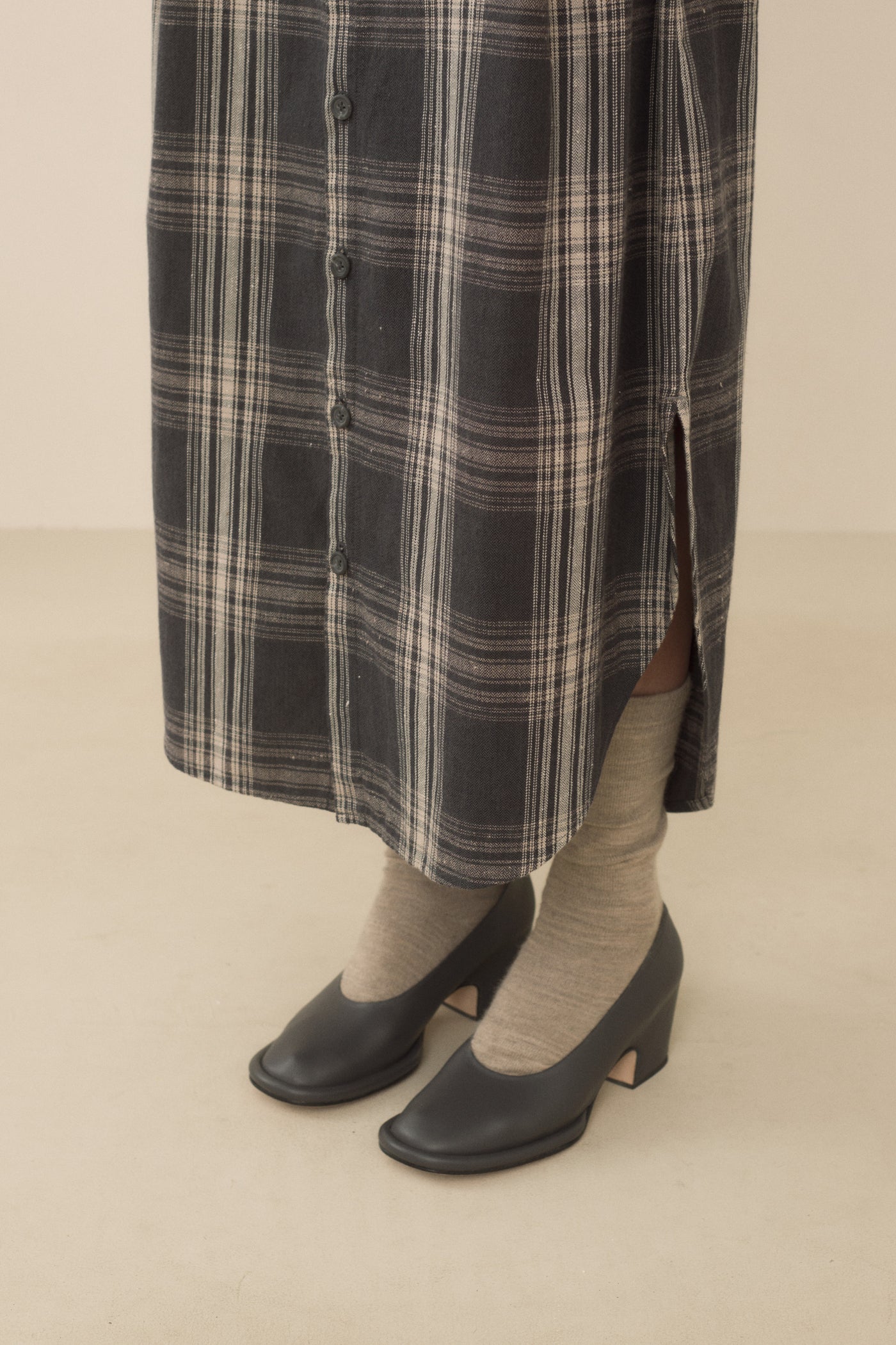 PLAID PLACKET SKIRT