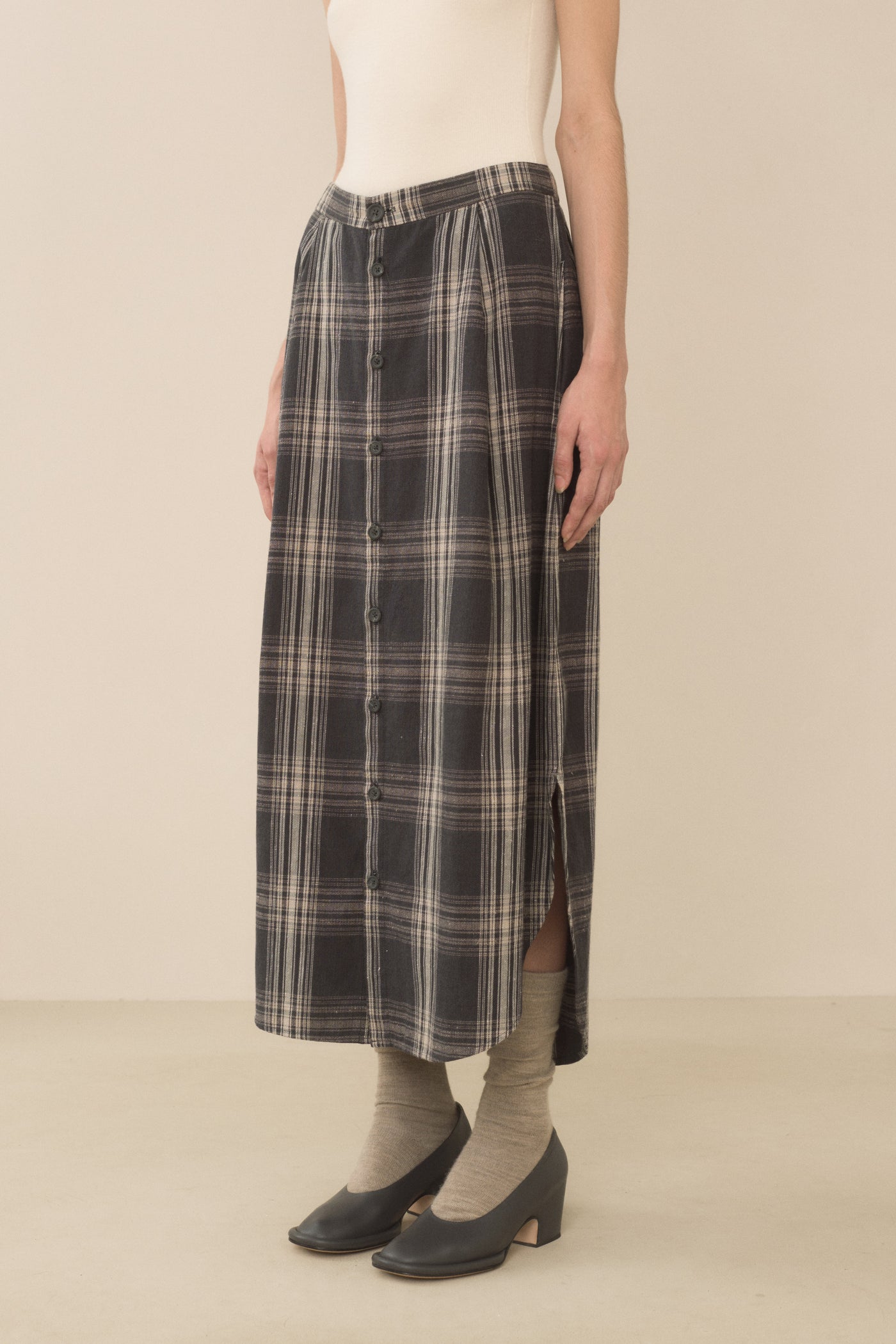 PLAID PLACKET SKIRT