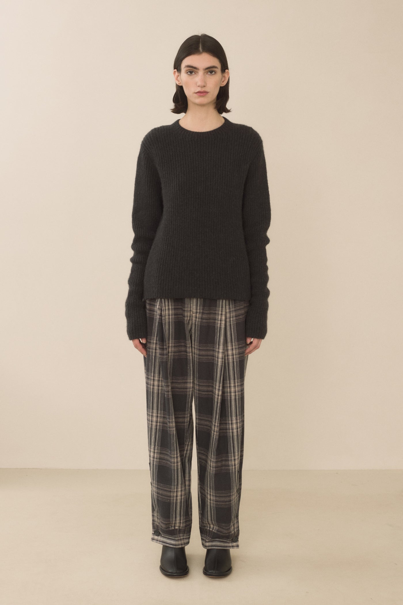 PLAID CUFF PANTS