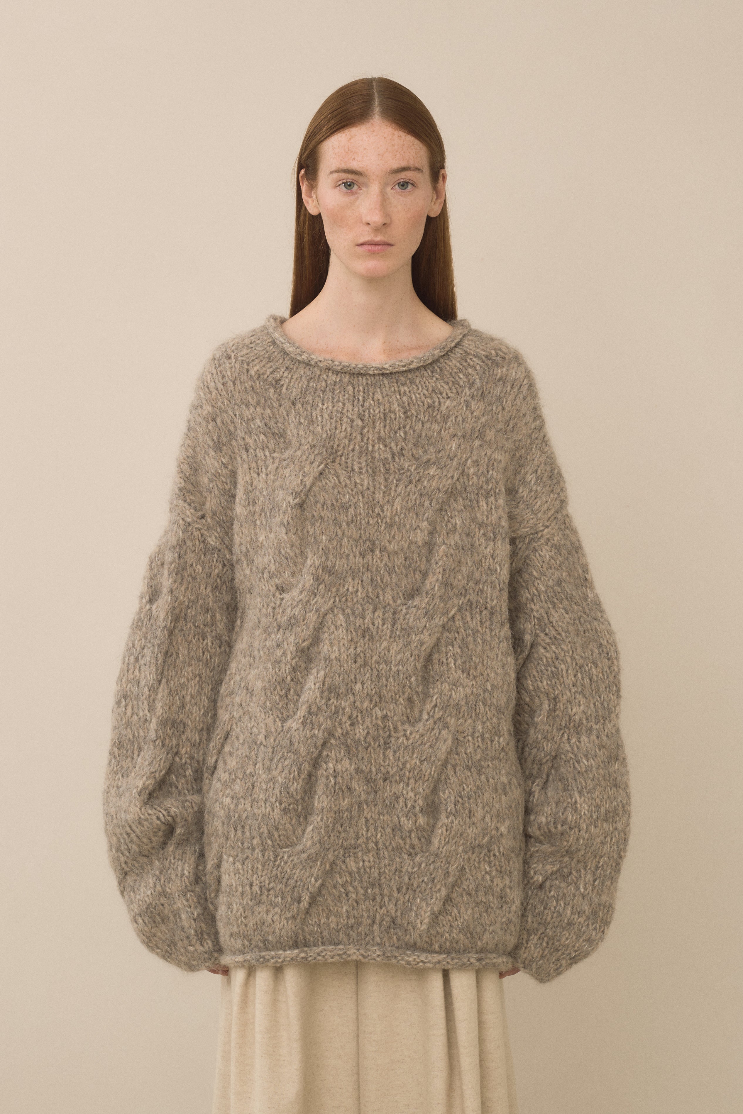 HANDKNIT CABLE ROLLNECK