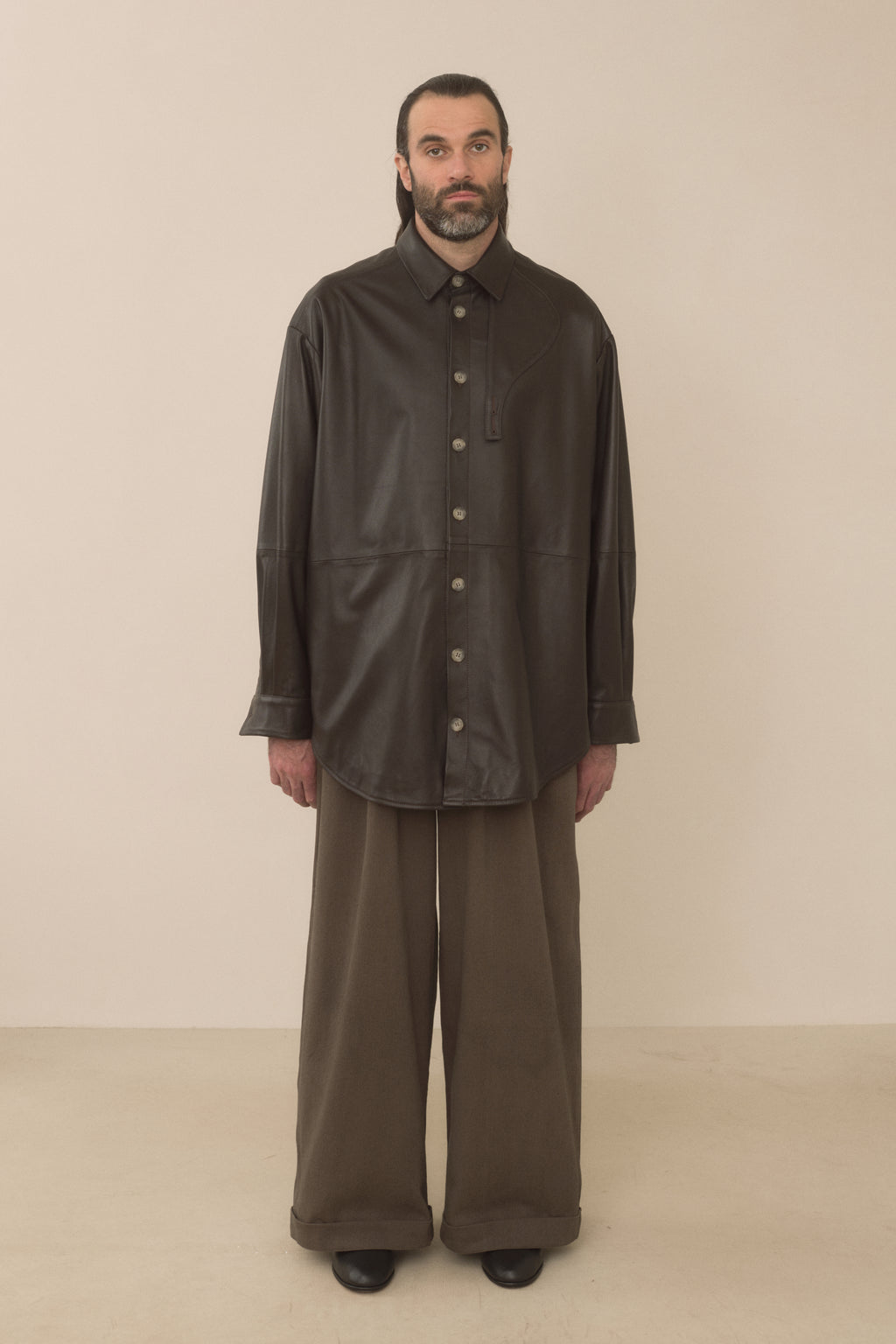 LEATHER GAITER SHIRT JACKET