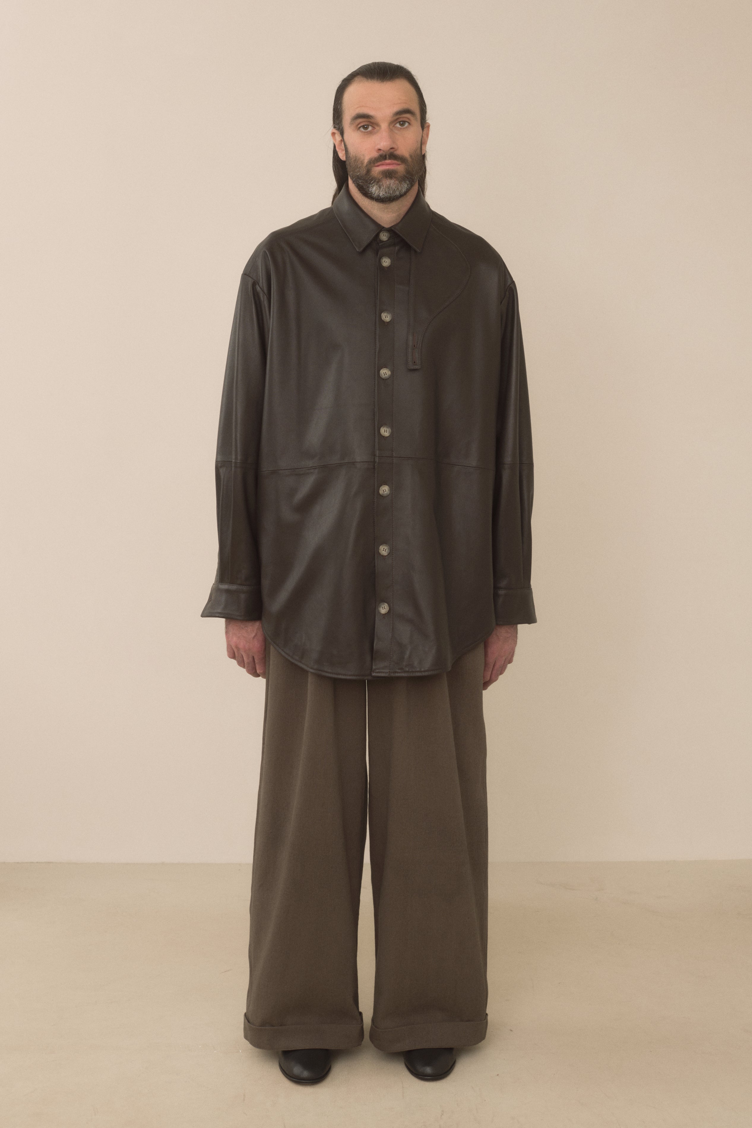 LEATHER GAITER SHIRT JACKET