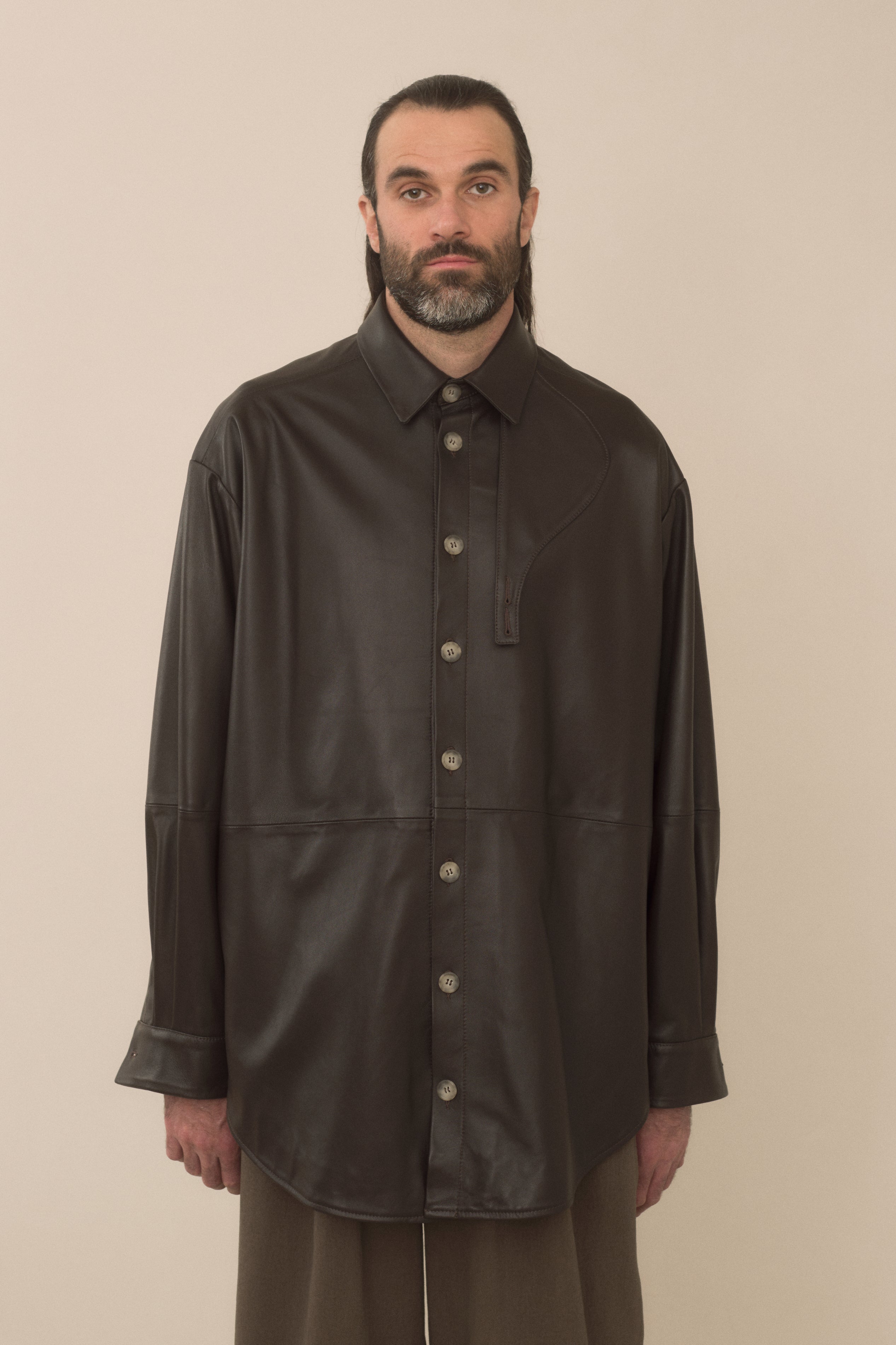 LEATHER GAITER SHIRT JACKET