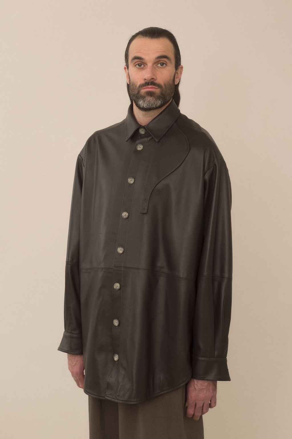 LEATHER GAITER SHIRT JACKET