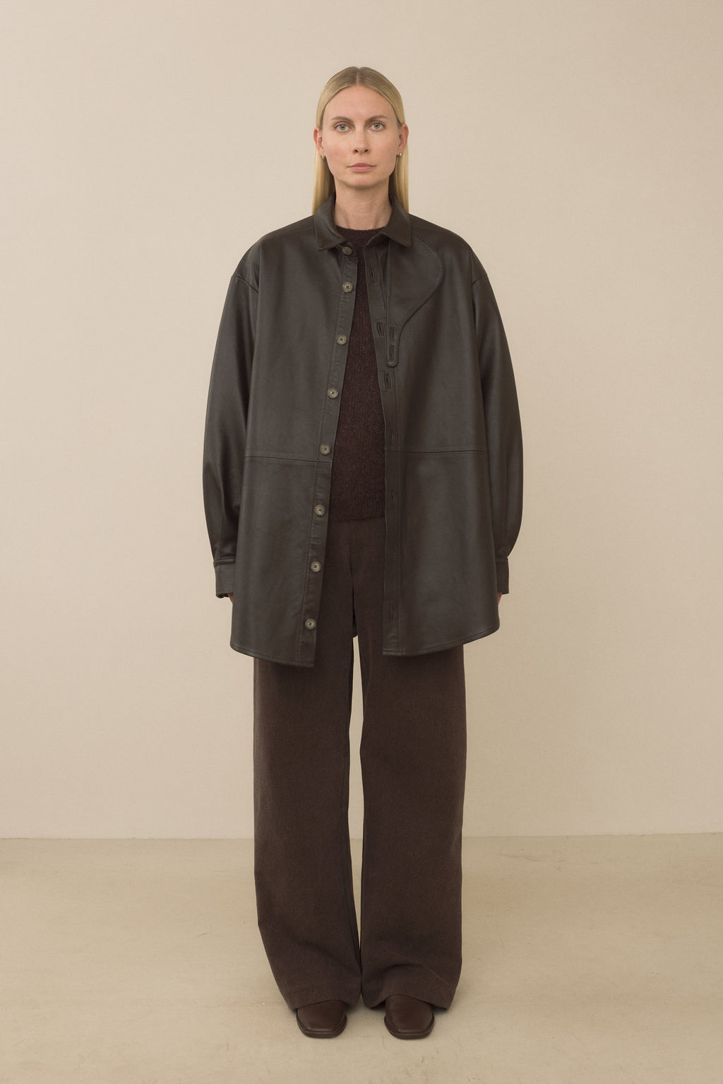 LEATHER GAITER SHIRT JACKET