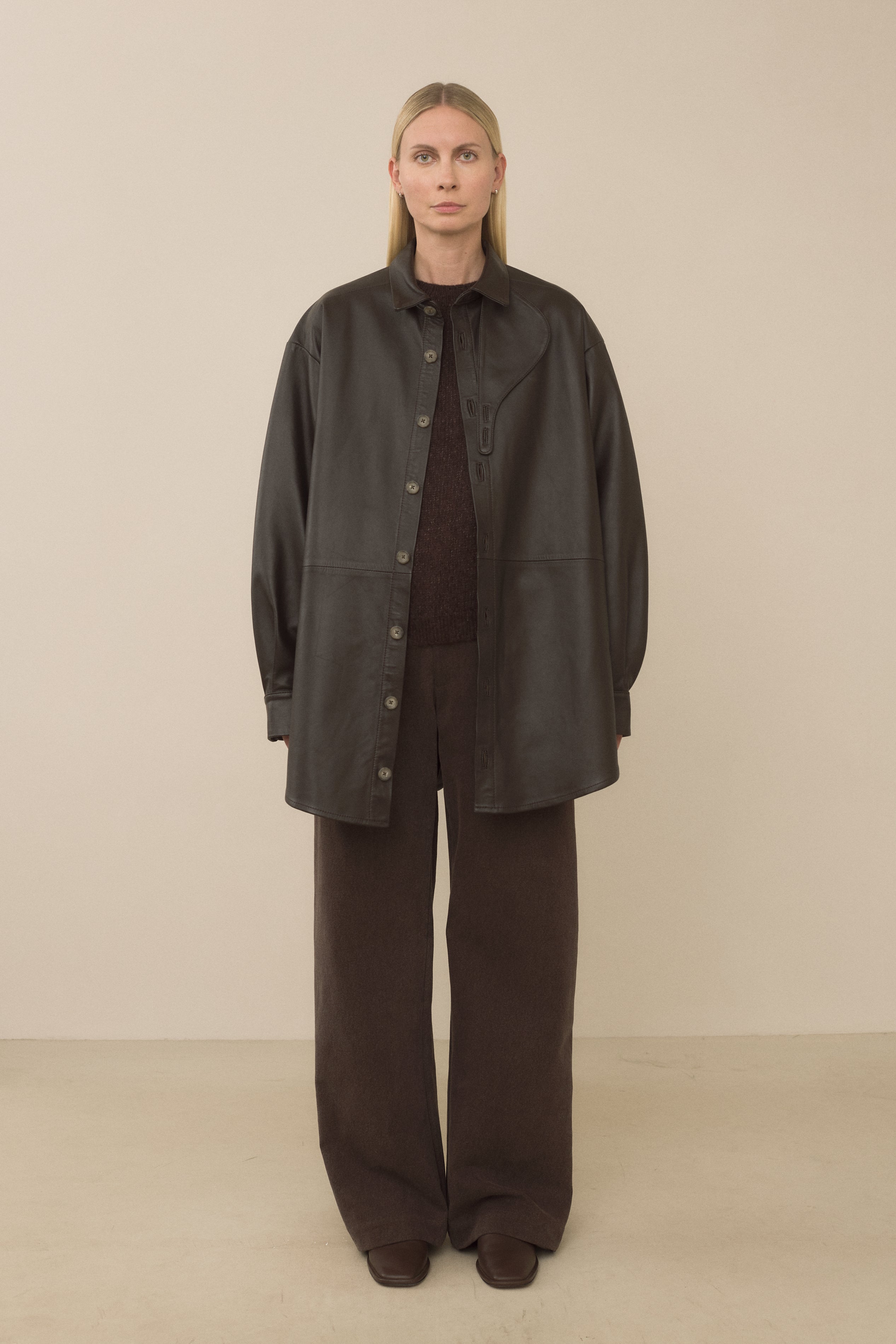 LEATHER GAITER SHIRT JACKET