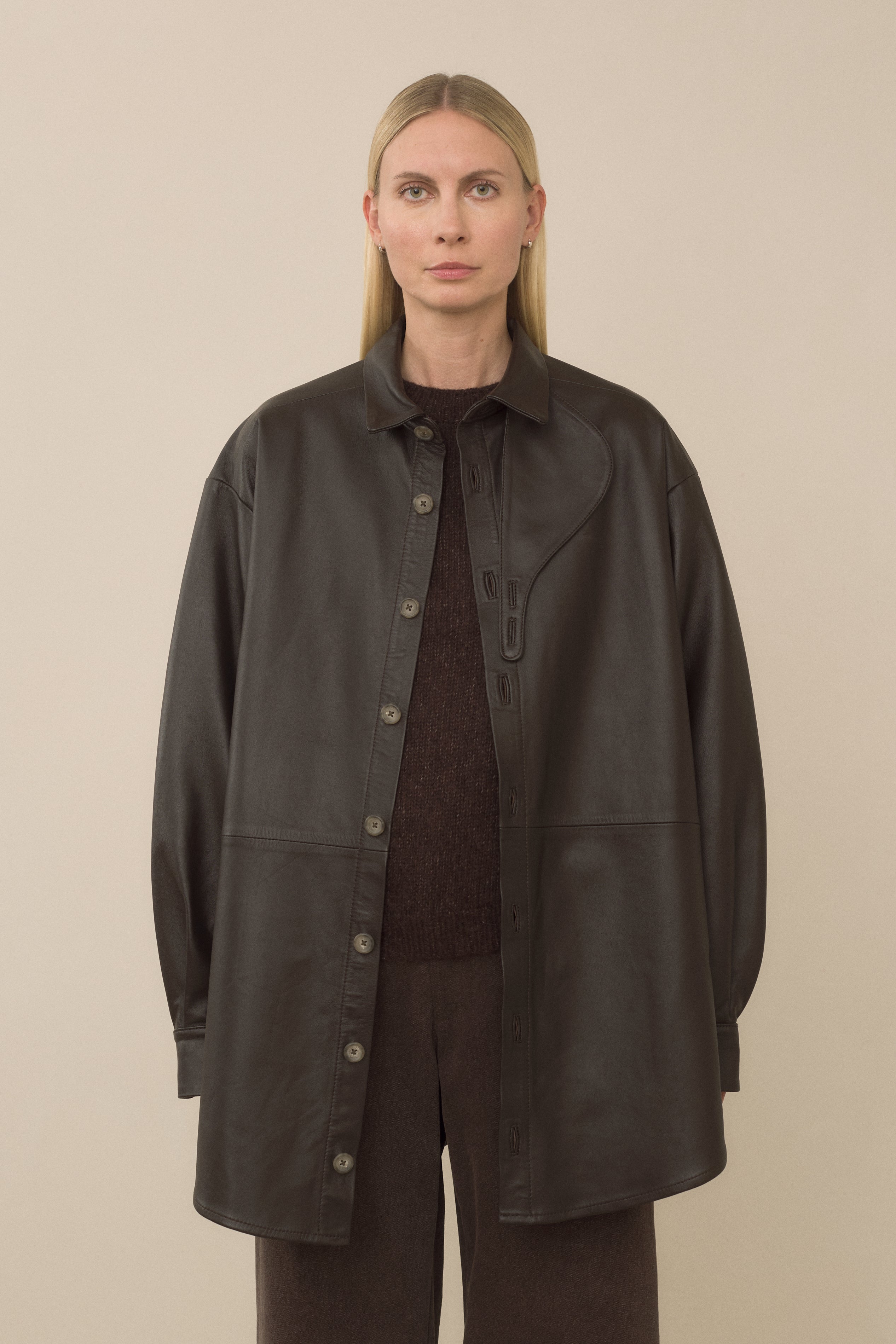 LEATHER GAITER SHIRT JACKET