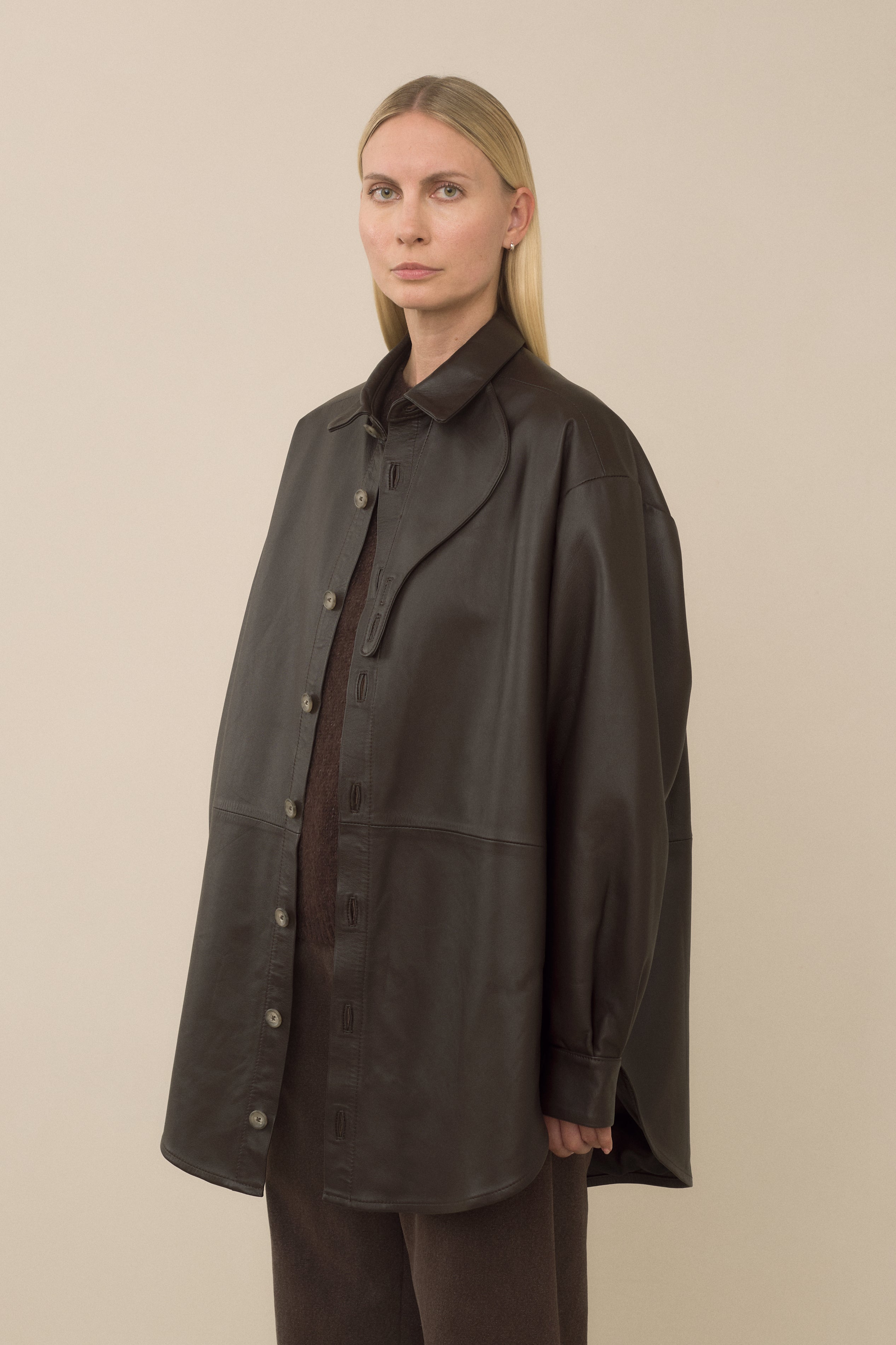 LEATHER GAITER SHIRT JACKET