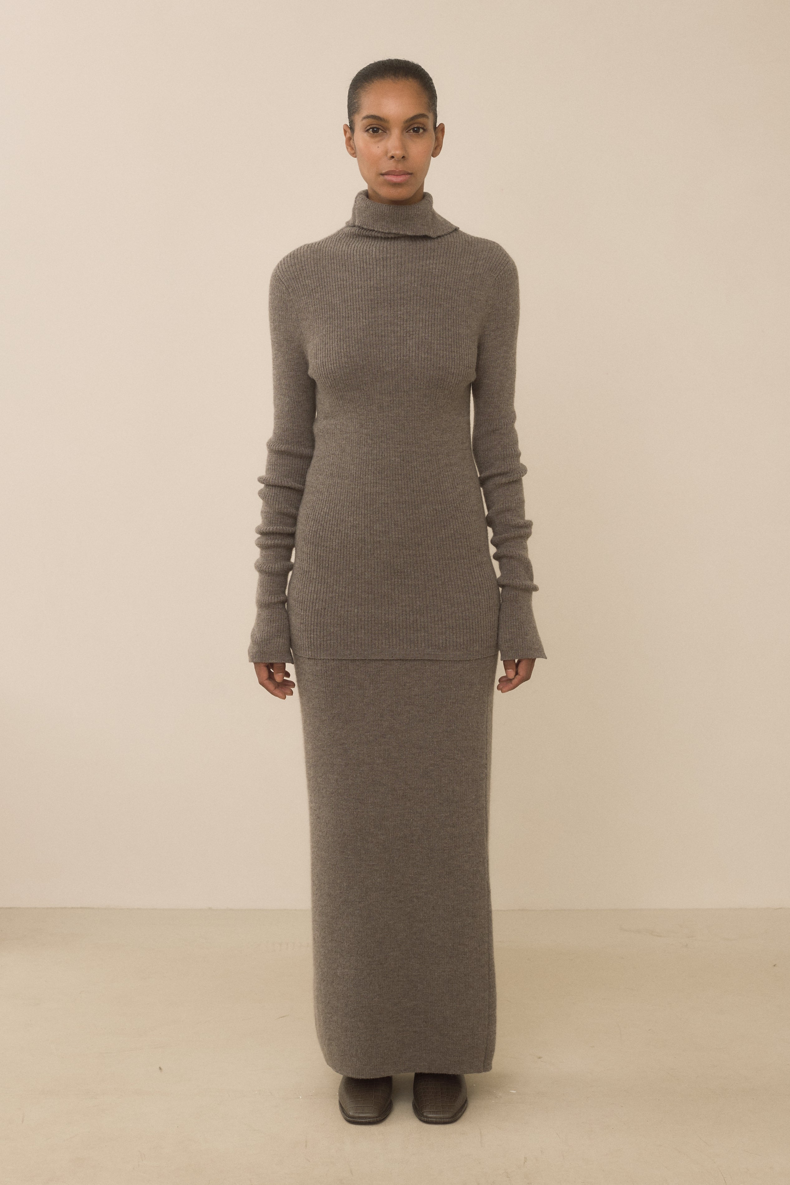RIB SPLIT SKIRT