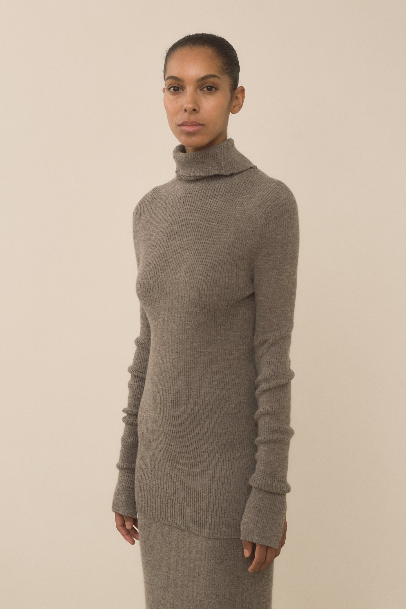 RIB SPLIT TURTLENECK