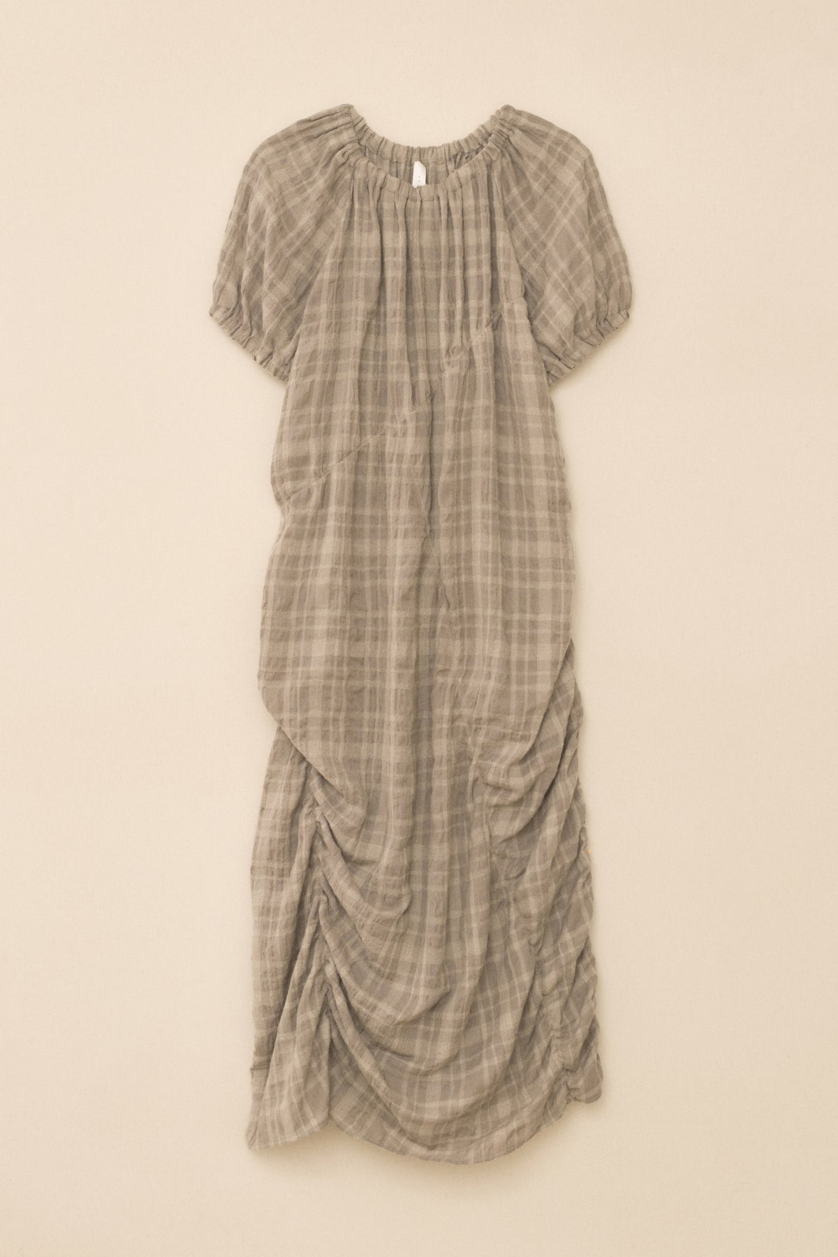 PLAID SHIRRED DRESS