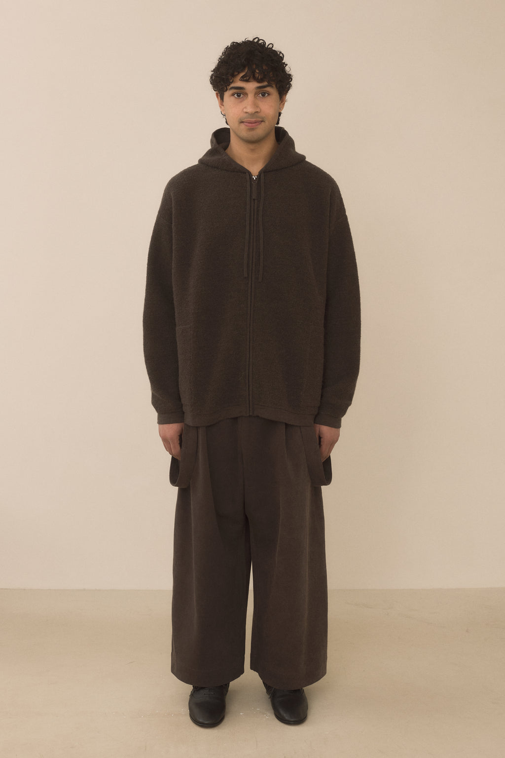 FINE TERRY HOOD CARDIGAN