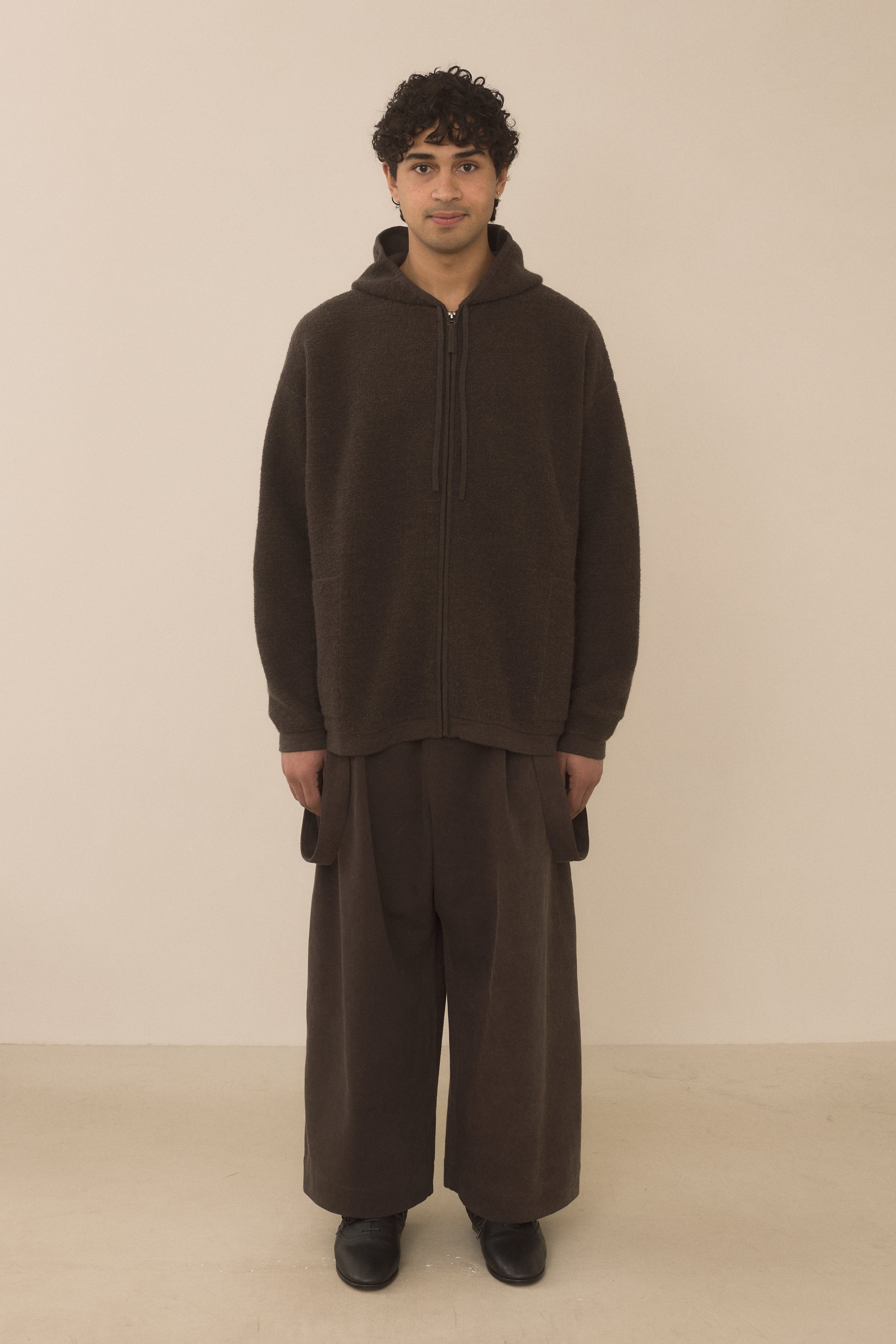 FINE TERRY HOOD CARDIGAN