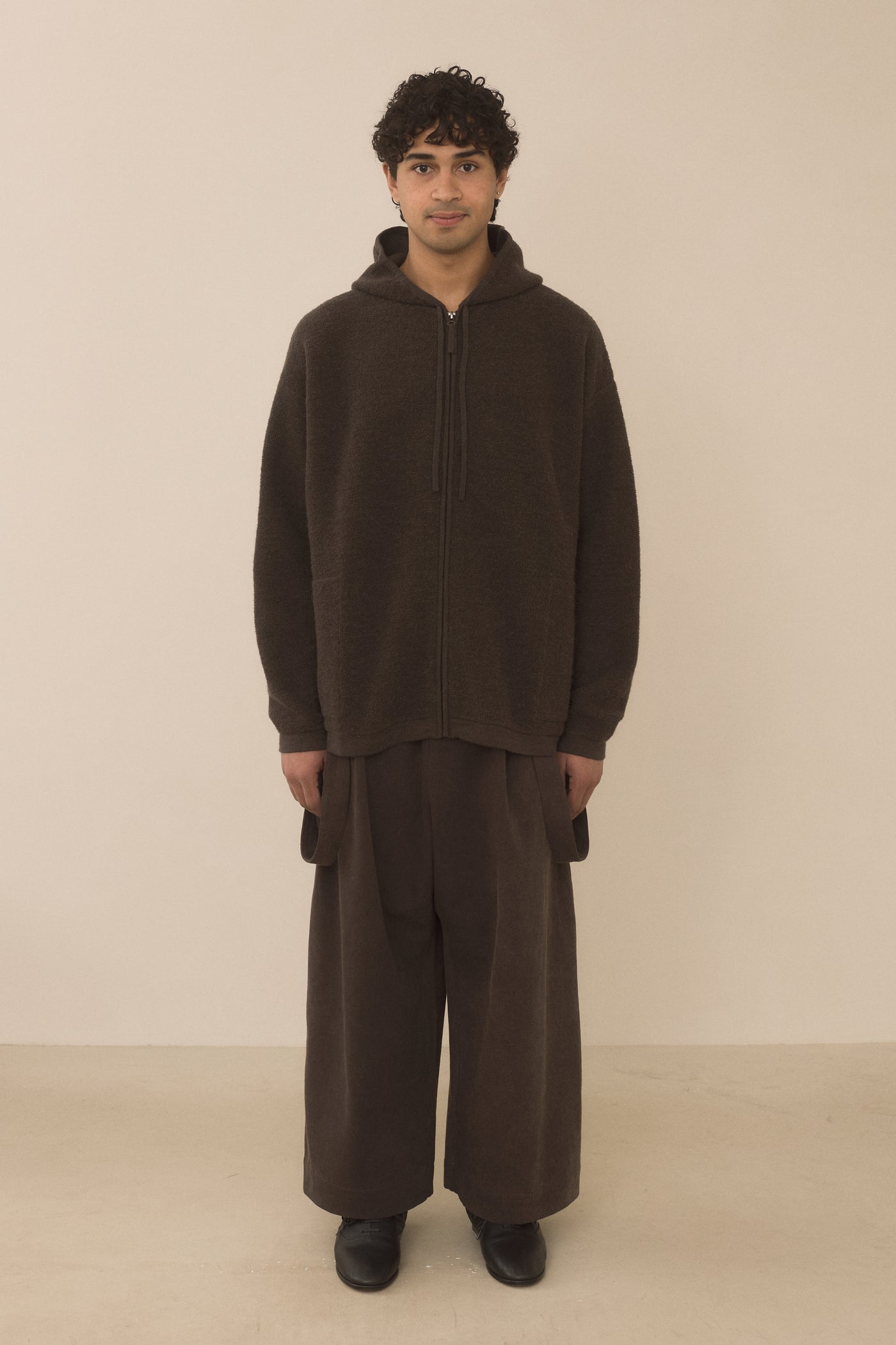 FINE TERRY HOOD CARDIGAN