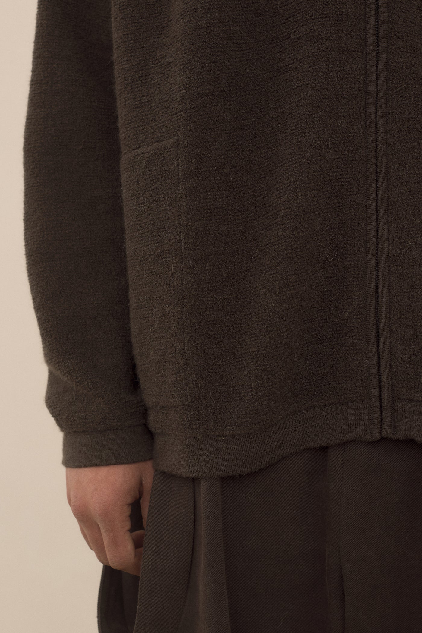 FINE TERRY HOOD CARDIGAN