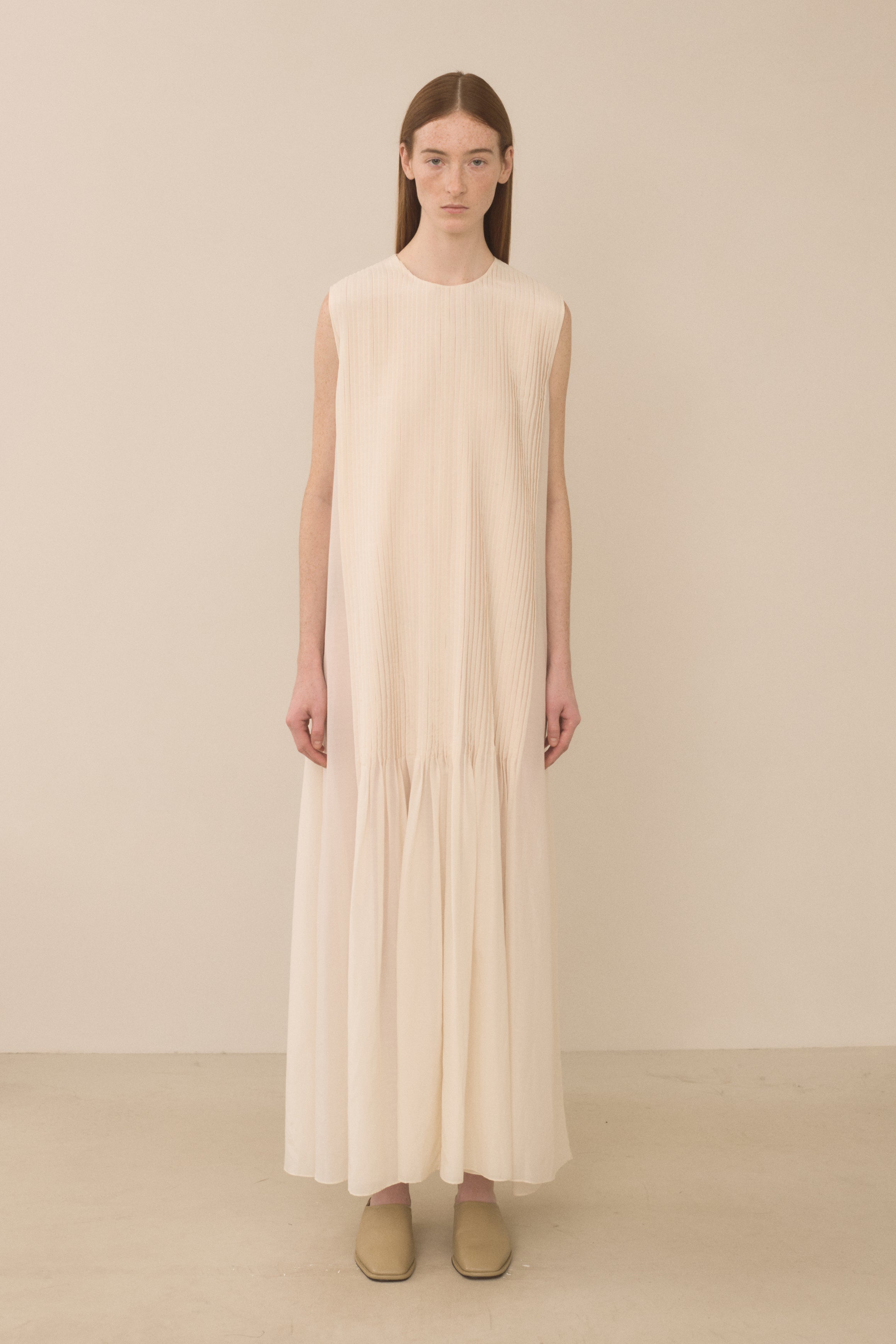 SHEER PLEAT DRESS