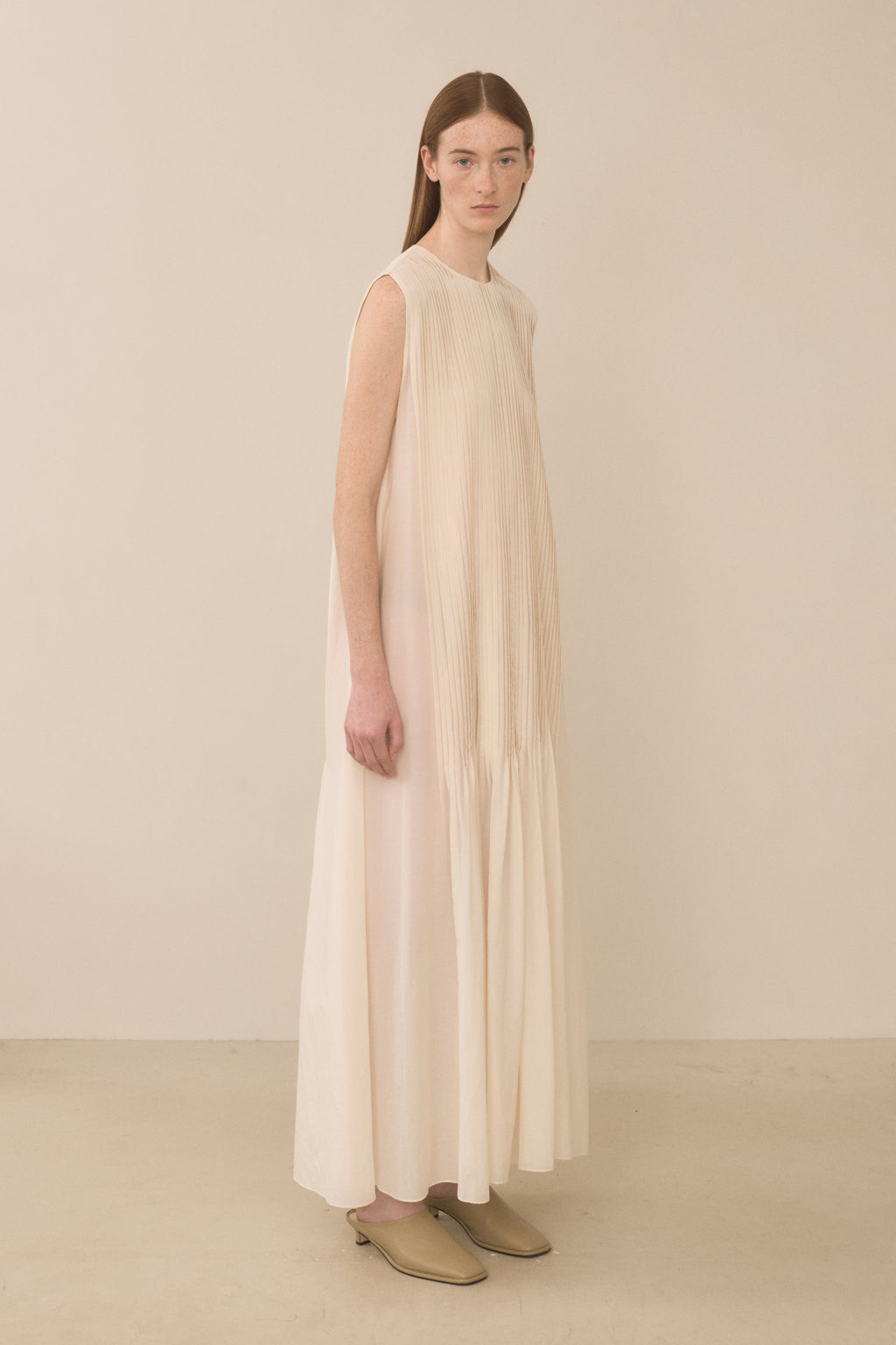 SHEER PLEAT DRESS