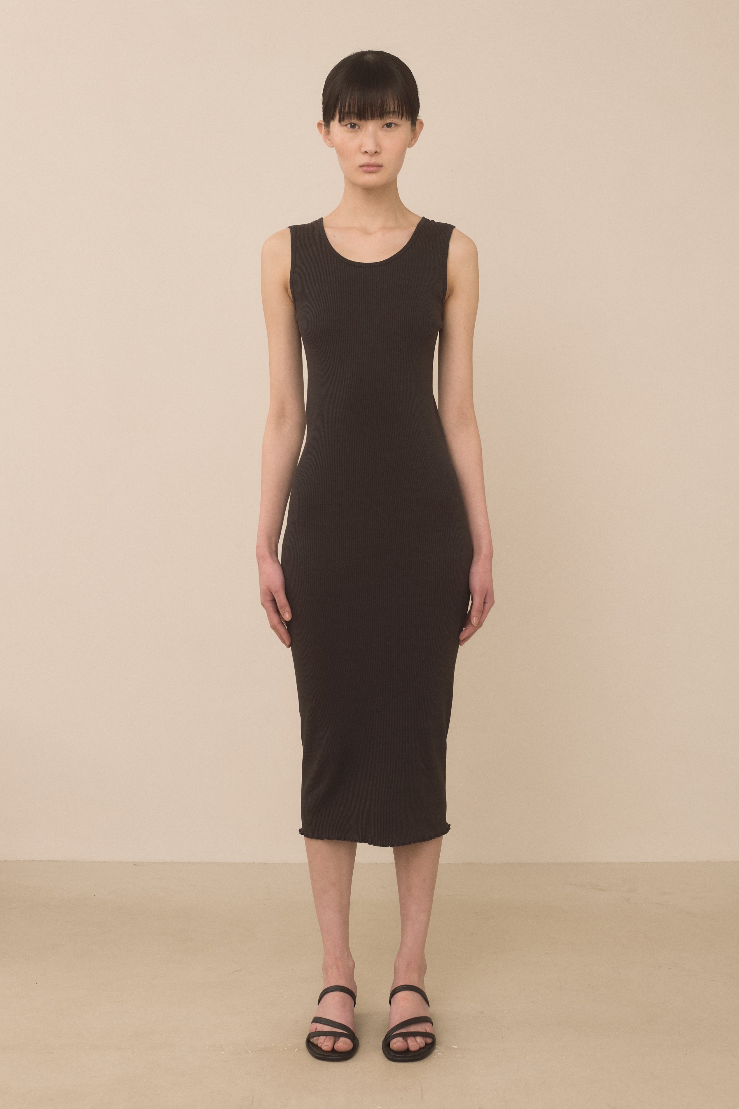 RUFFLE RIB DRESS