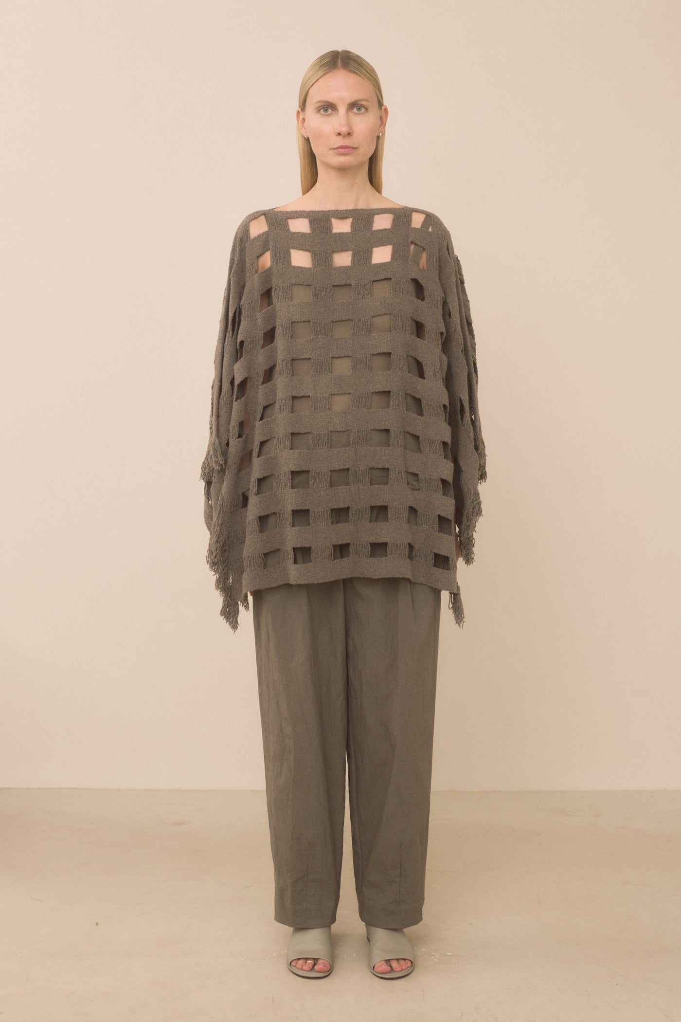 HANDWOVEN GRID PONCHO