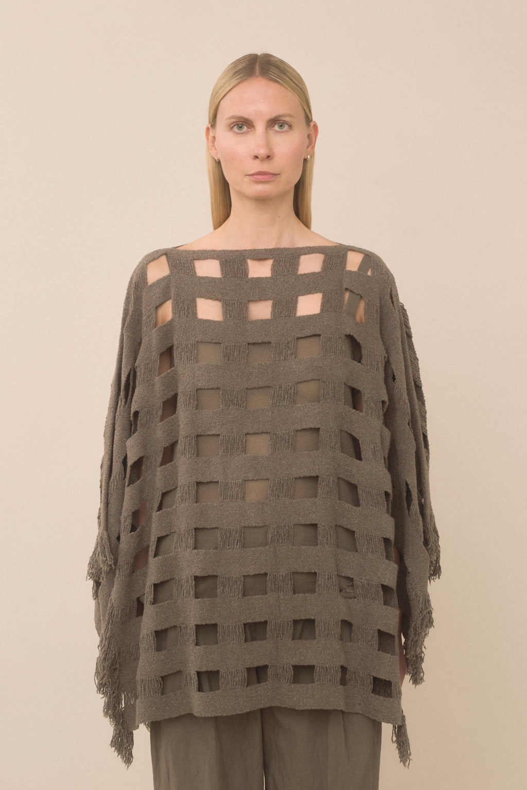HANDWOVEN GRID PONCHO