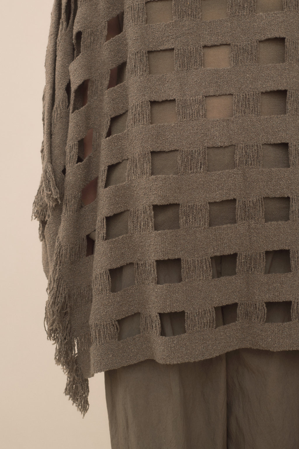HANDWOVEN GRID PONCHO