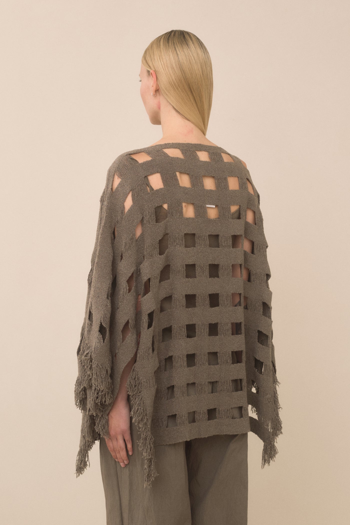 HANDWOVEN GRID PONCHO
